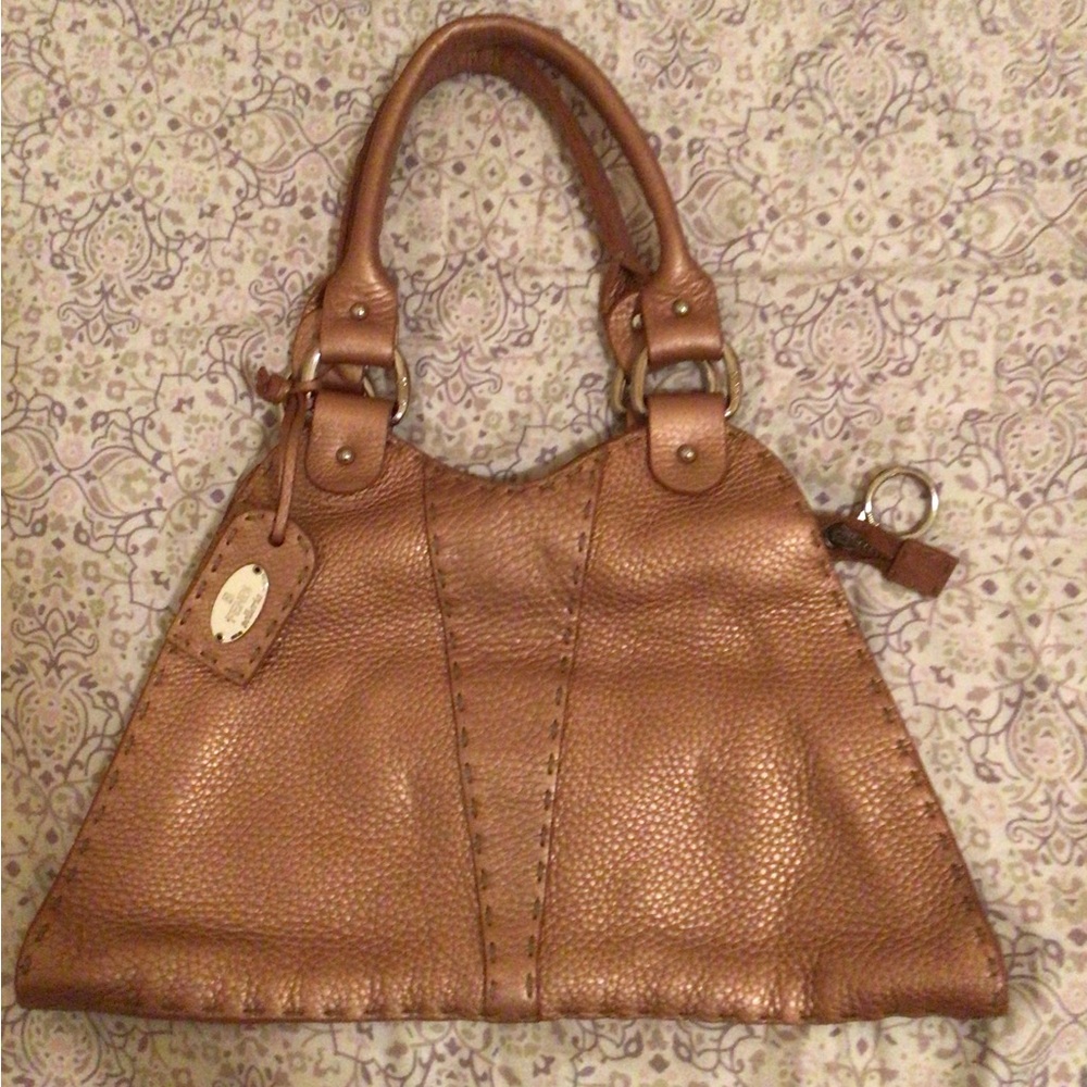 Authentic FENDI  ( Pink Pebbled Selleria Handbag, ) Used Once.